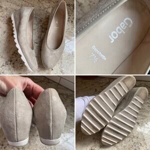 Gabor $199 Women's Ballerina Court Shoes Wedge Slippers Silver 7,5 EUC
